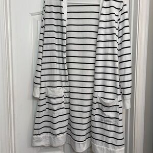 Striped Open Front Cardigan